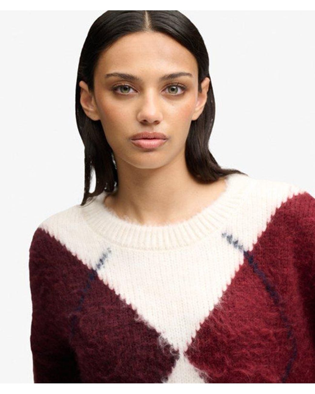 Superdry Natural & Co Slouchy Brushed Argyle Knit Jumper
