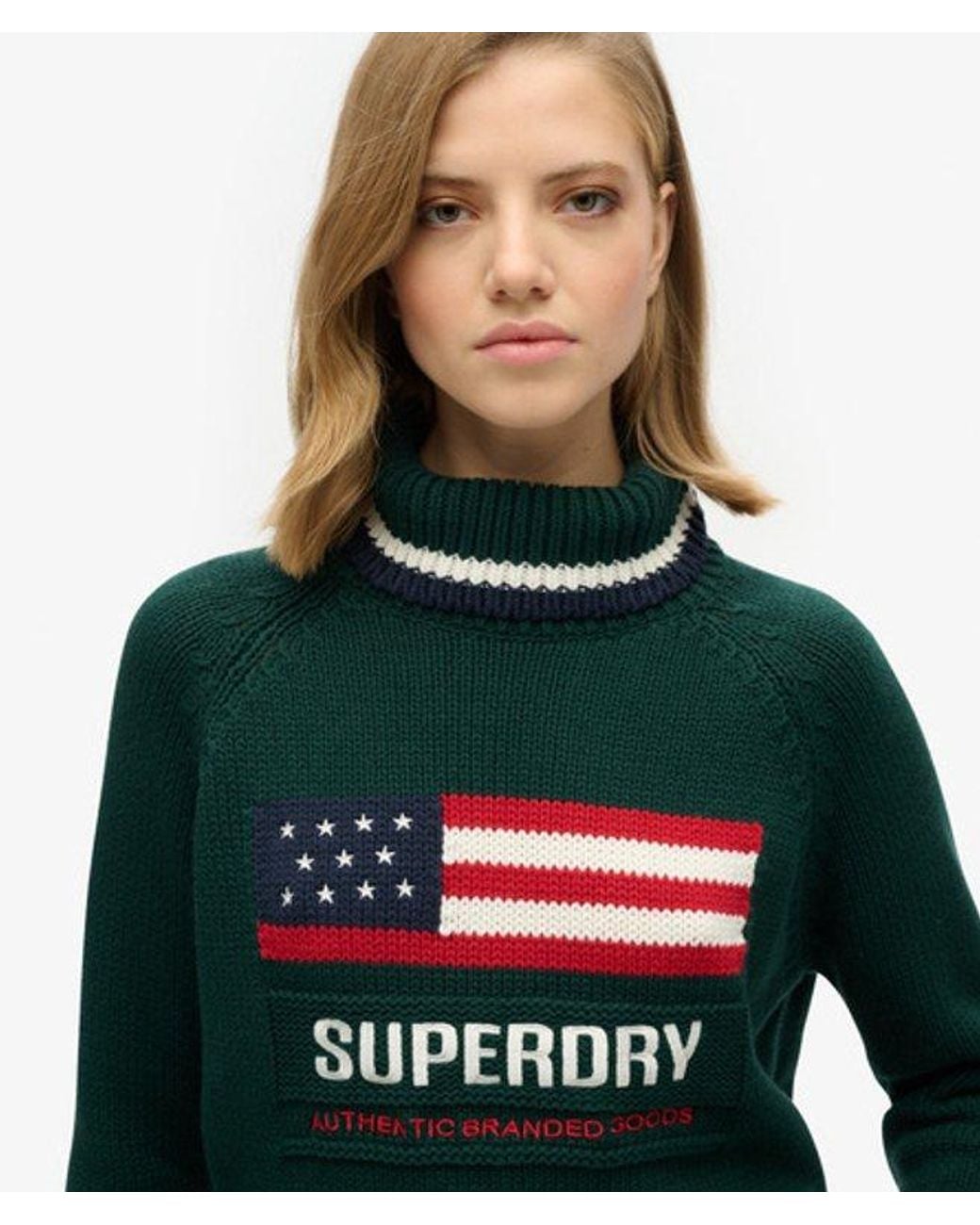 Superdry Green & Co Knitted Americana Roll Neck Jumper