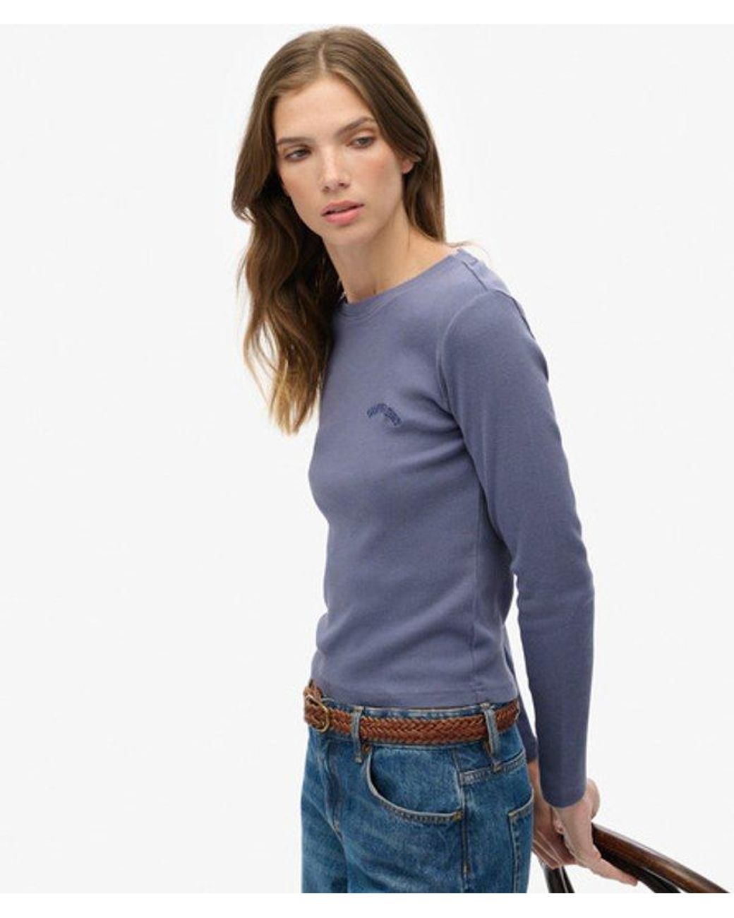 Superdry Blue & Co Athletic Essentials Logo Garment Dyed Ribbed Top