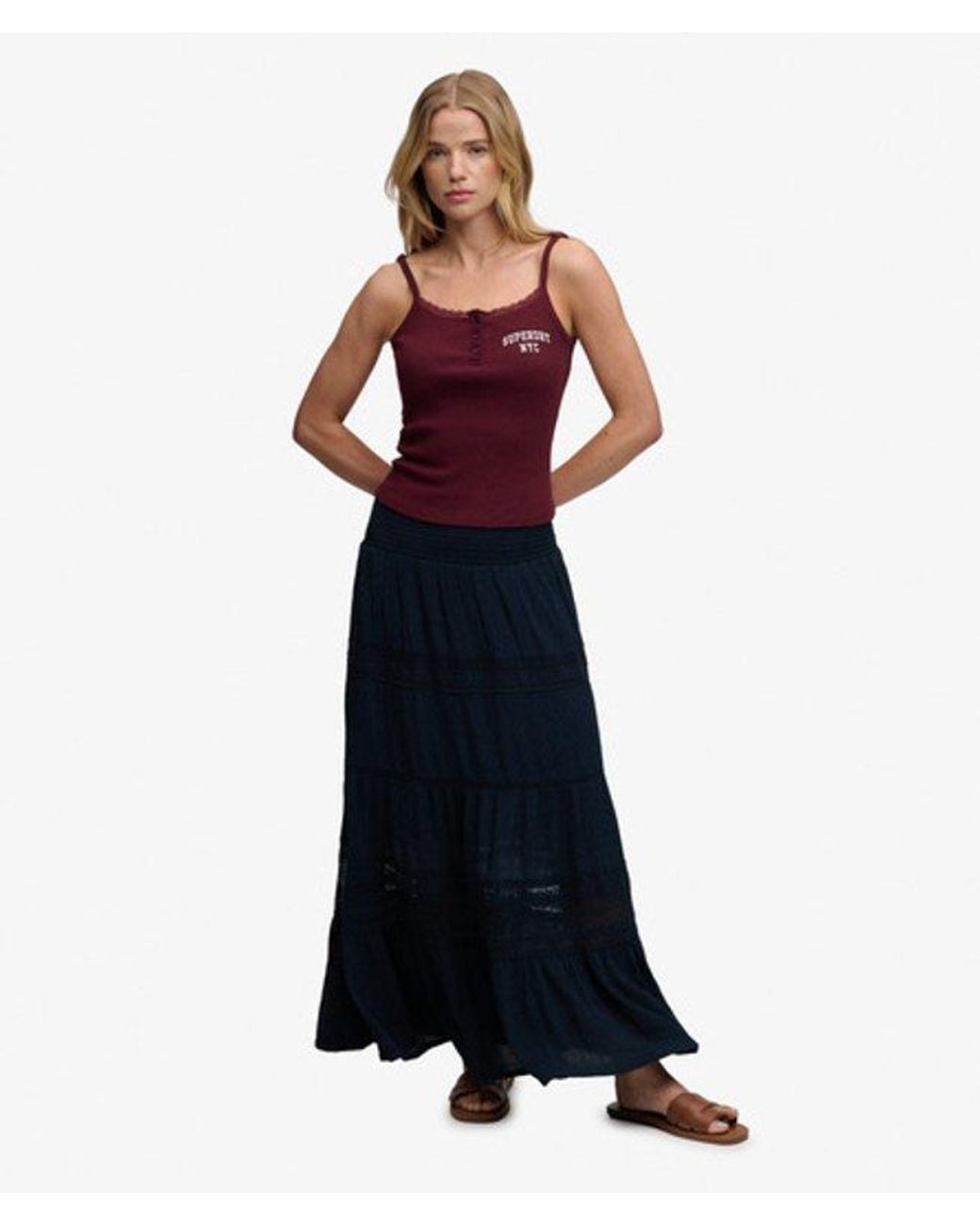 Superdry Ibiza Maxi Rok in het Blue
