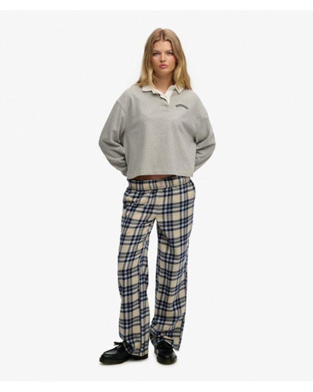 Superdry Gray & Co Cotton Check Elastic Trousers