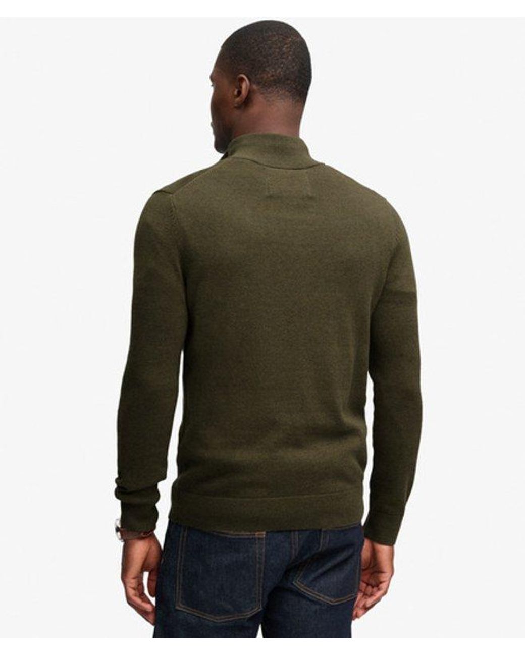 Superdry Green & Co Prep Essential Cotton Half Zip Jumper for men