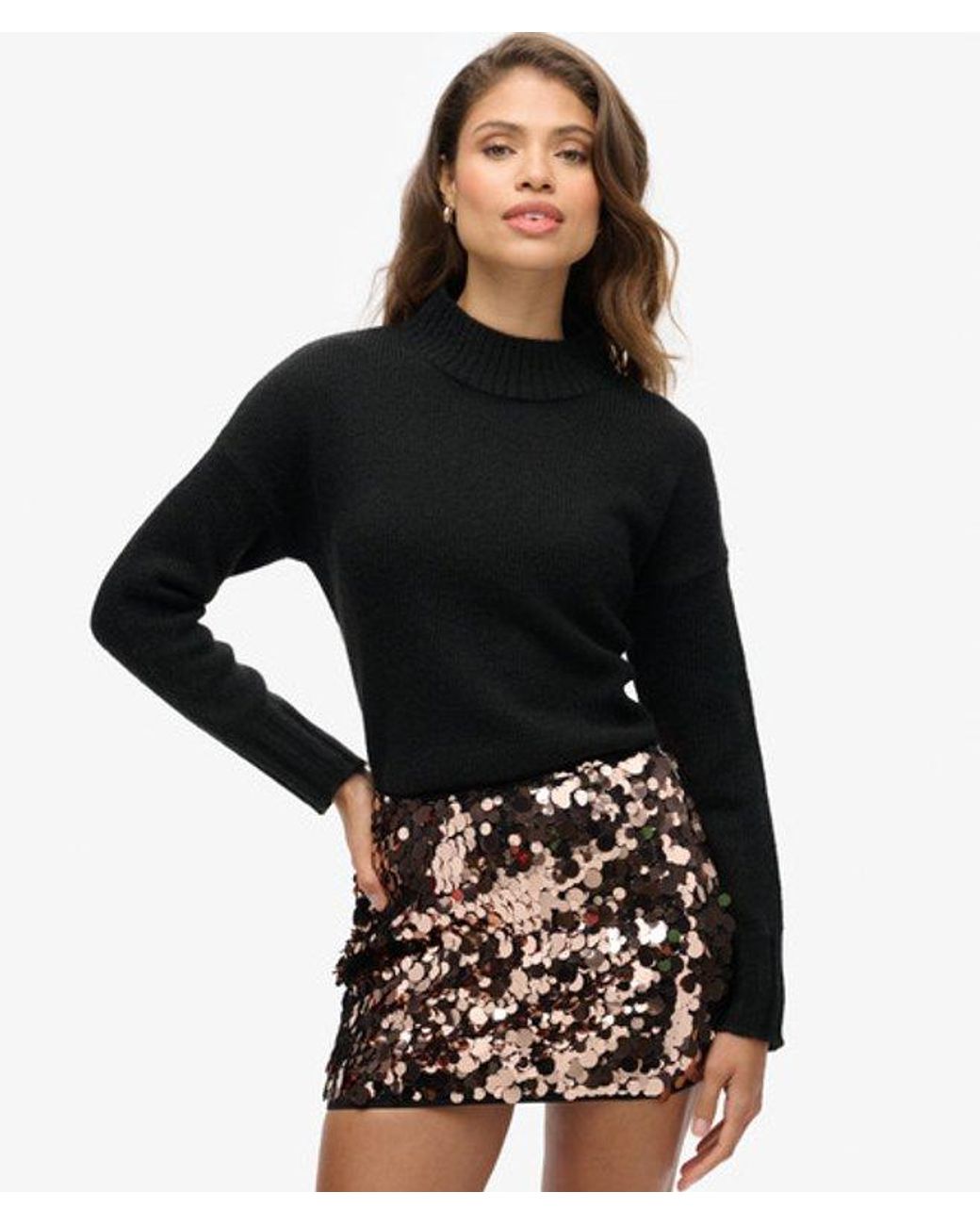Superdry Black Essential Mock Neck Jumper