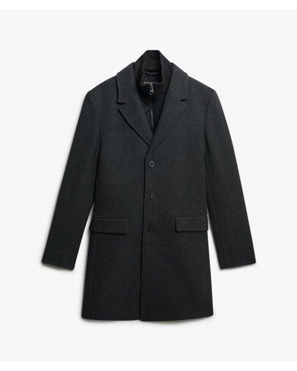 Superdry Black & Co Tailored Two-in-one Town Coat for men