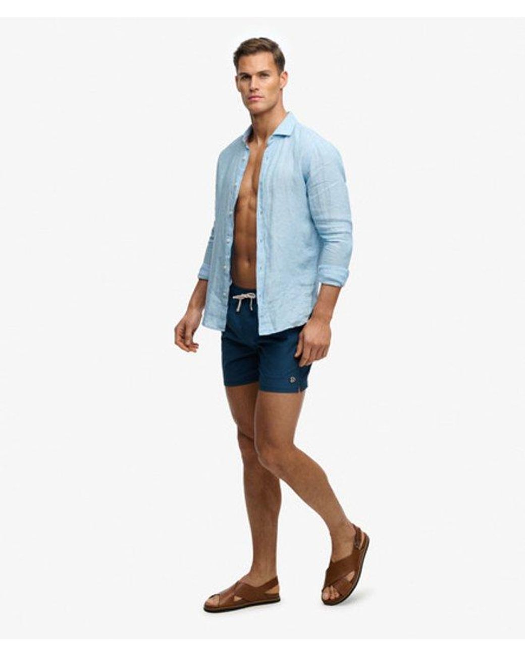 Superdry Blue & Co Seer Sucker 15-inch Swim Shorts for men