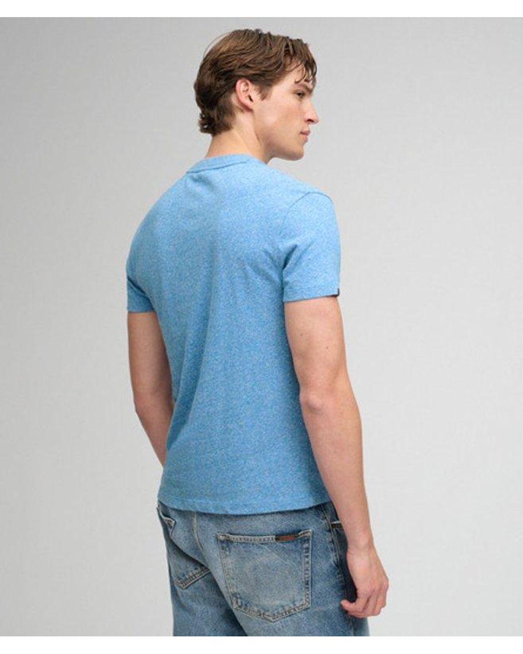 Superdry Blue & Co Essential Serif Logo Embroidered T-shirt for men