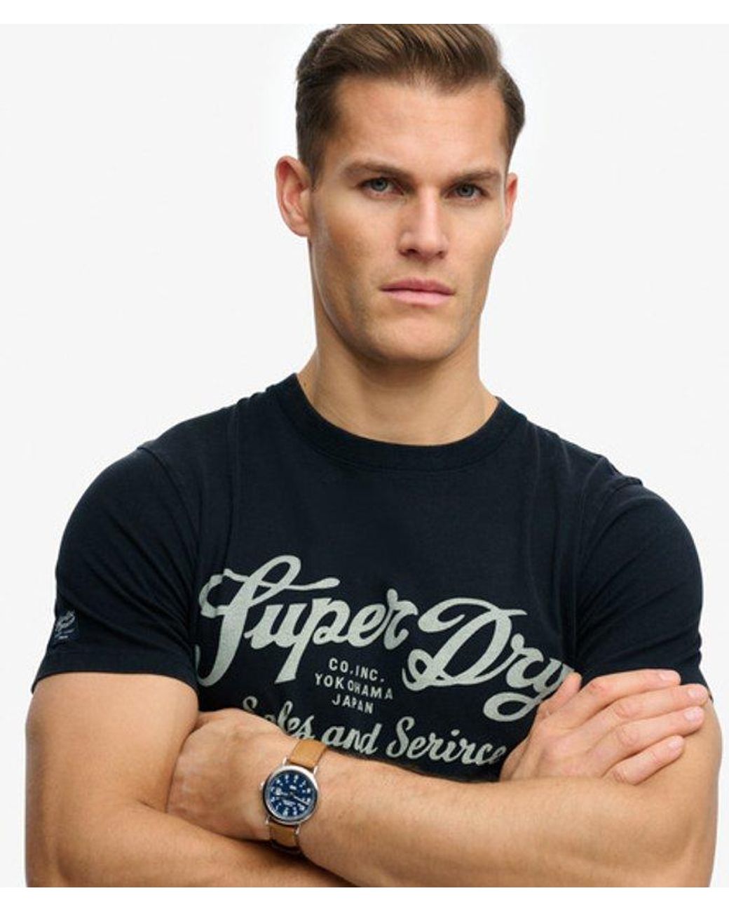 Superdry Blue Industry Worker Relaxed T-Shirt for men