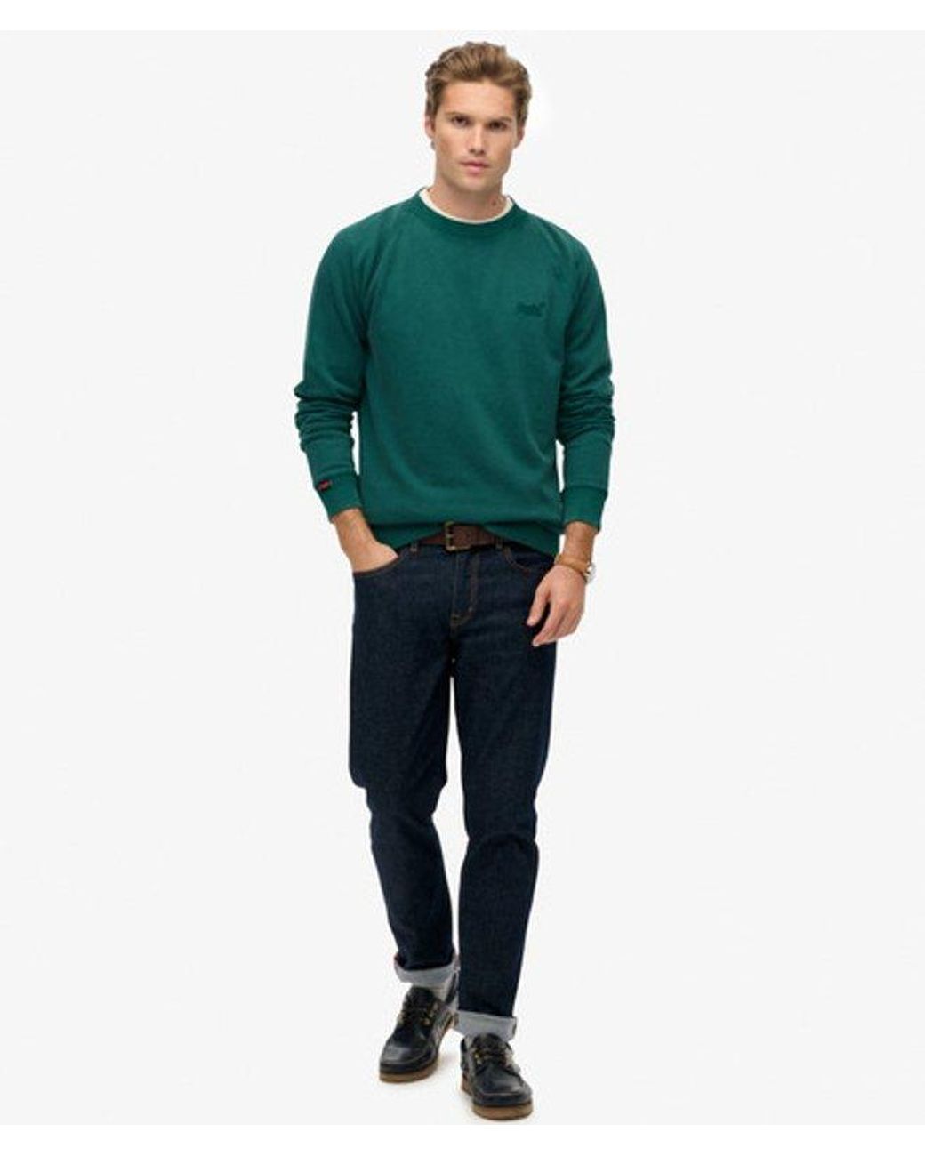 Superdry Green & Co Essential Logo Raglan Crew Sweatshirt for men