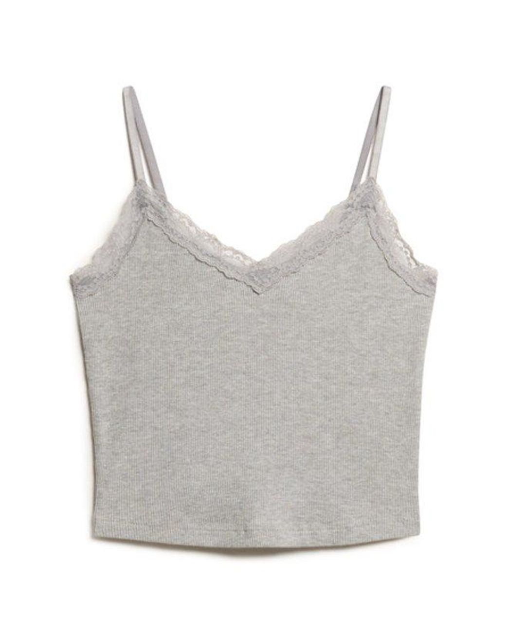 Superdry Gray & Co Essential Lace Trim Cropped Cami Top