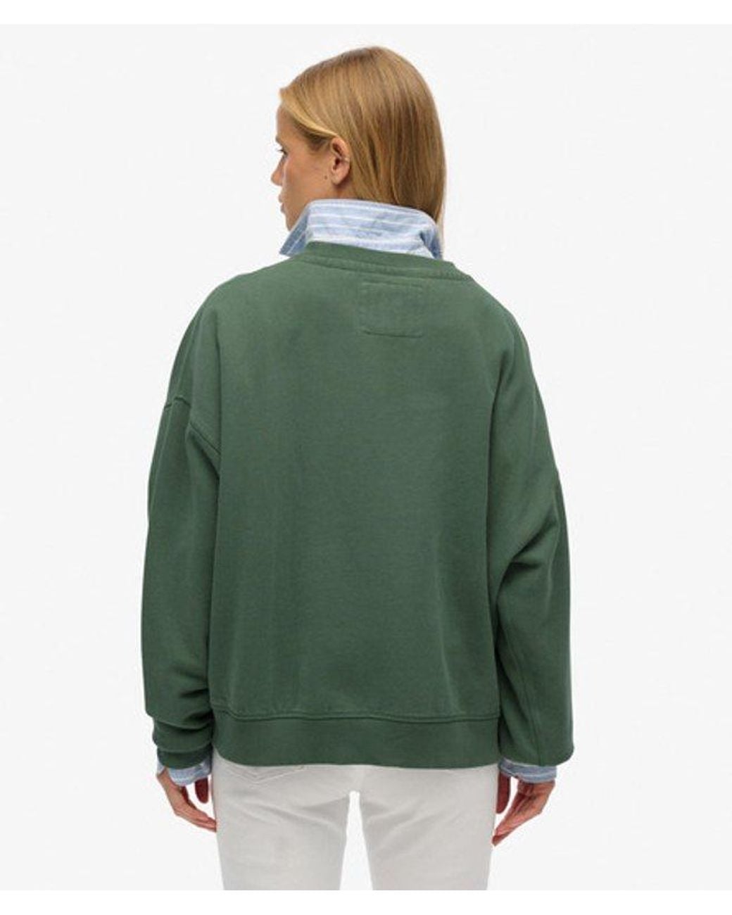 Superdry Green & Co Athletic Essentials Tonal Applique Crew Sweatshirt