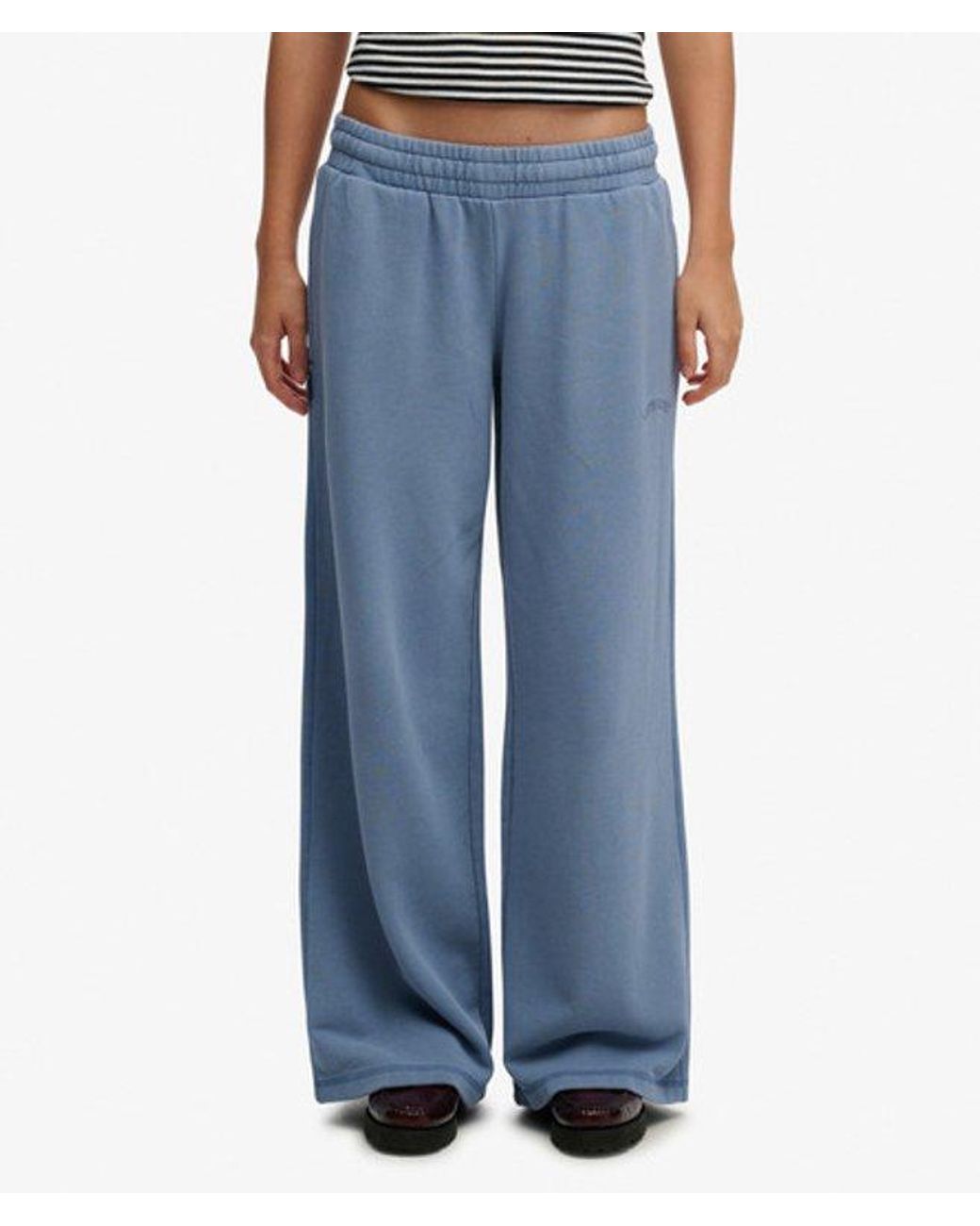 Superdry Blue Essential Logo Wide Leg Joggers