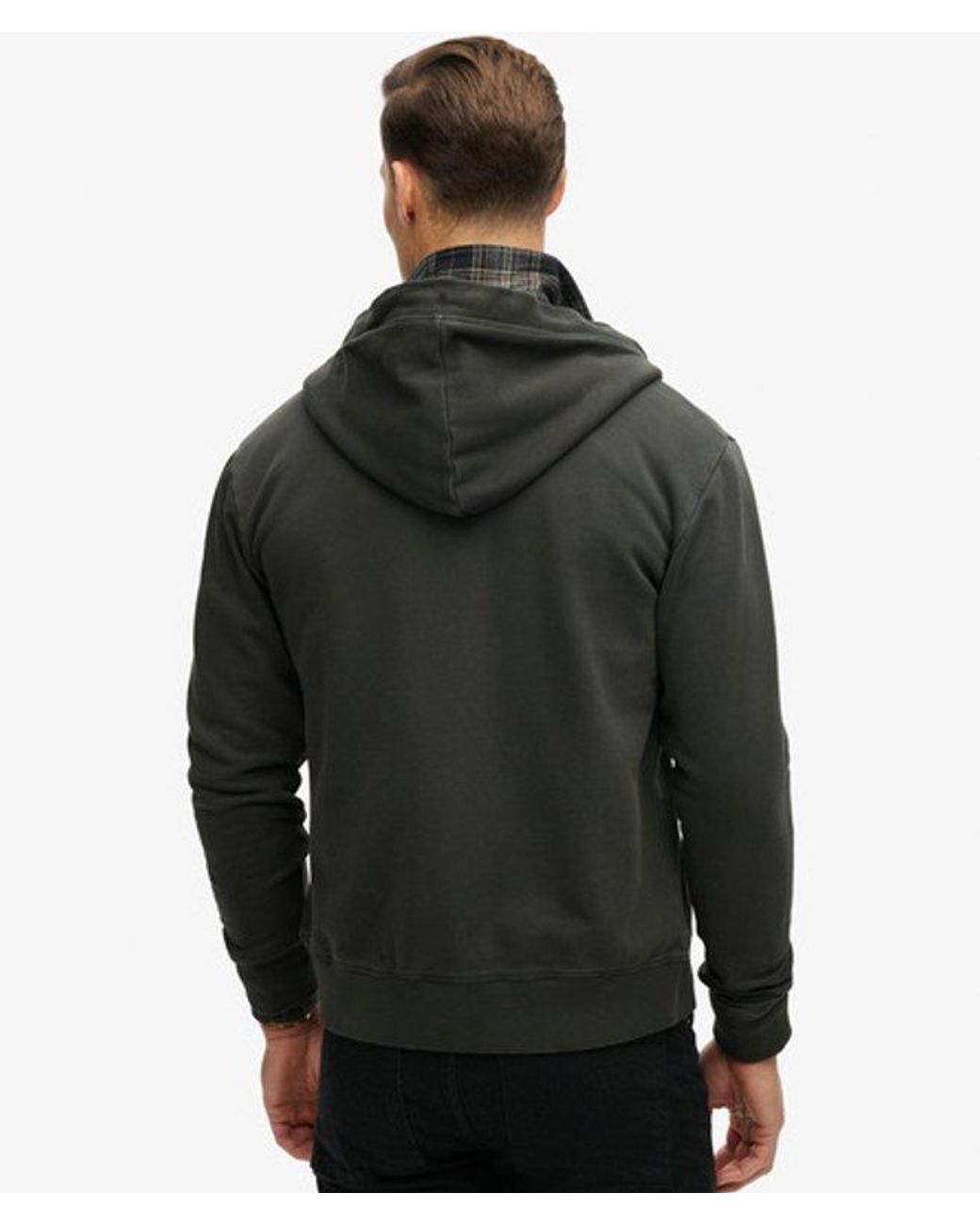 Superdry Black & Co Essential Logo Washed Zip Hoodie for men