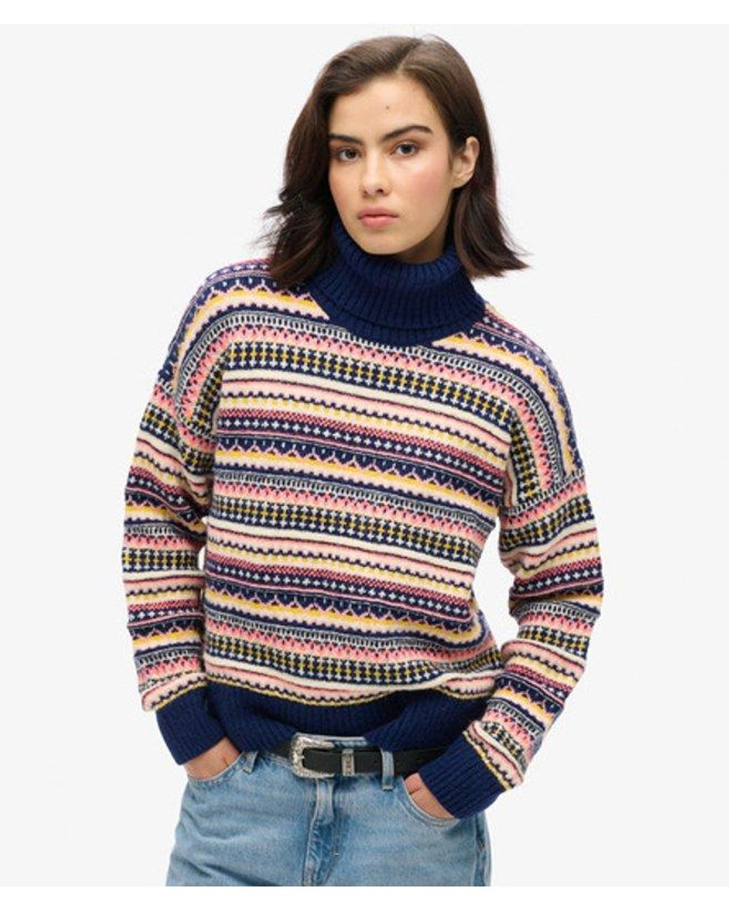Superdry Blue & Co Classic Stripe Textured Pattern Jumper