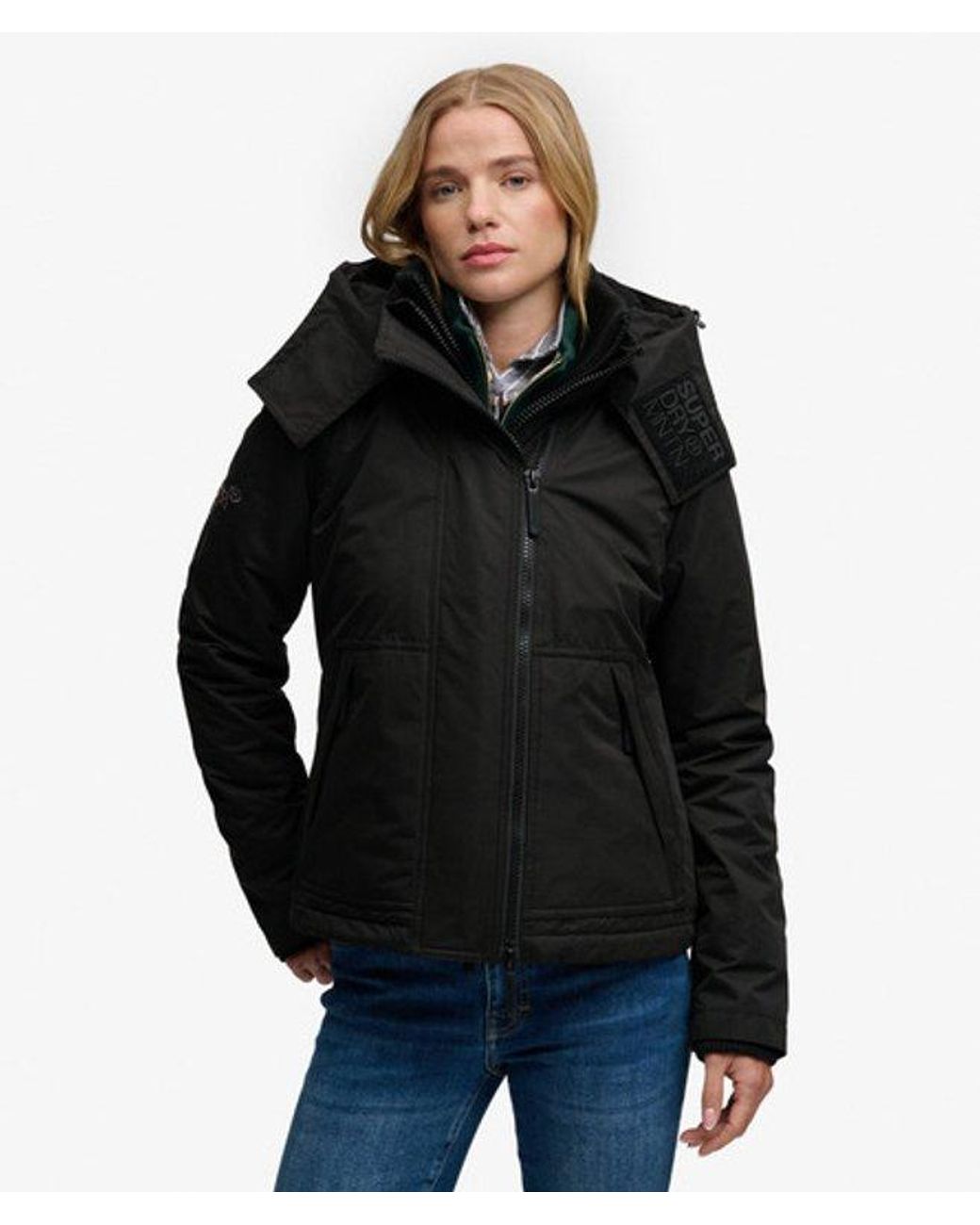 Superdry Black Hooded Microfibre Arctic Windcheater Jacket