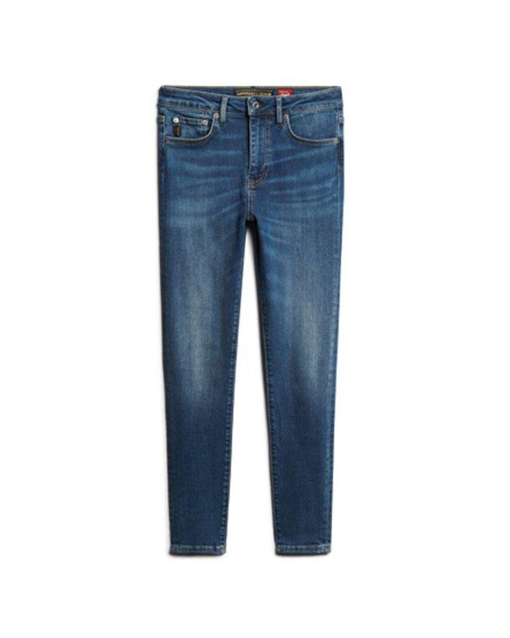 Superdry Blue Cotton High Rise Skinny Denim Jeans