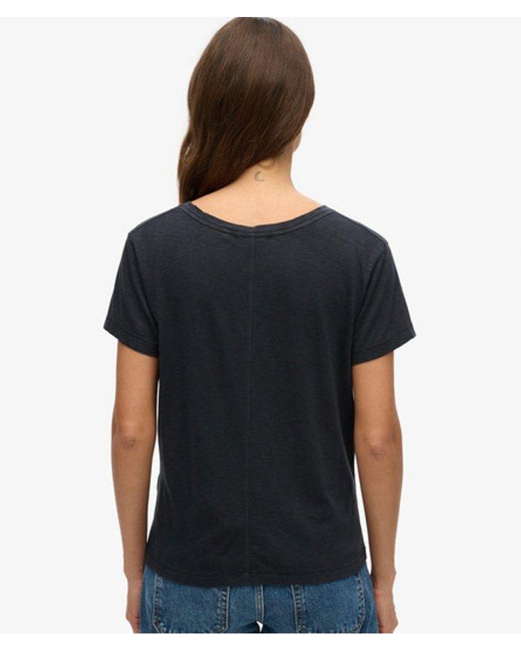 Superdry Black & Co Slub Embroidered V-neck T-shirt