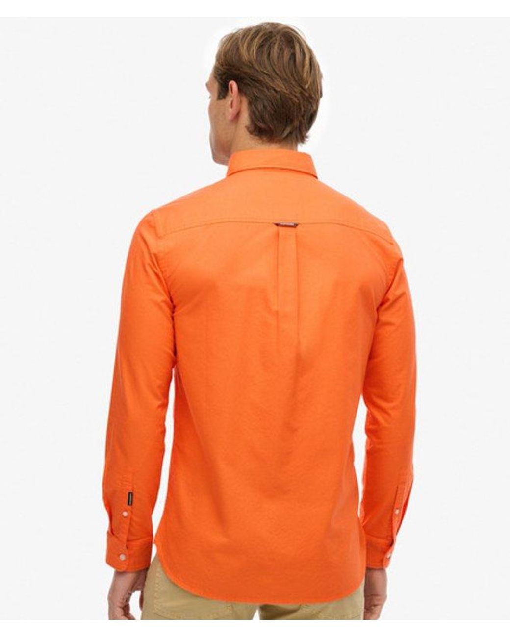 Superdry Orange Classic Oxford Long Sleeve Shirt for men