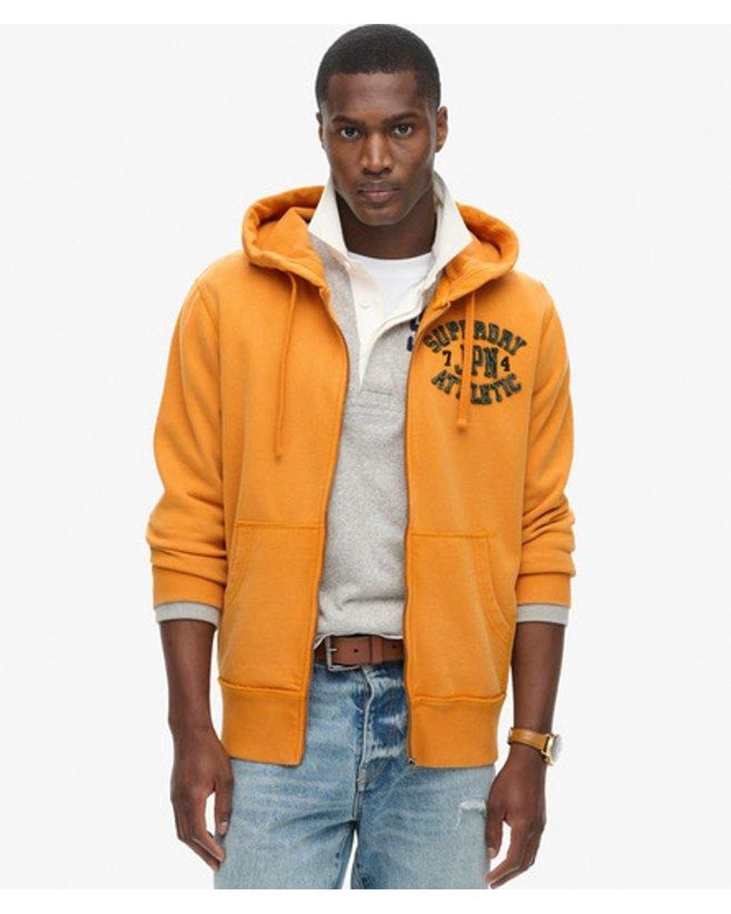 Superdry Vintage Athletic Zip Hoodie in het Orange voor heren