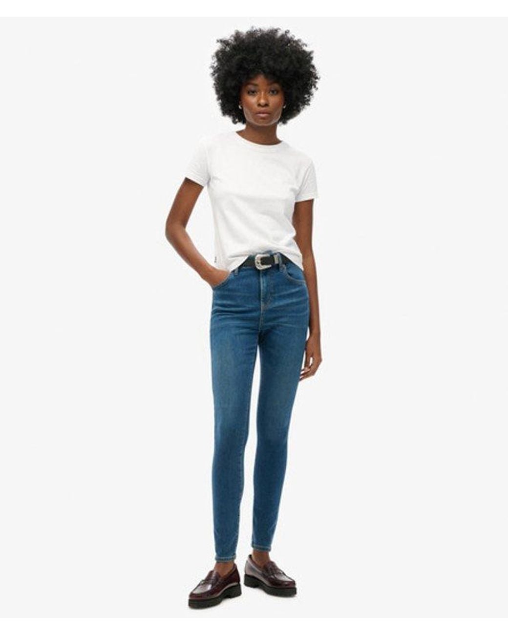 Superdry Blue Cotton High Rise Skinny Denim Jeans