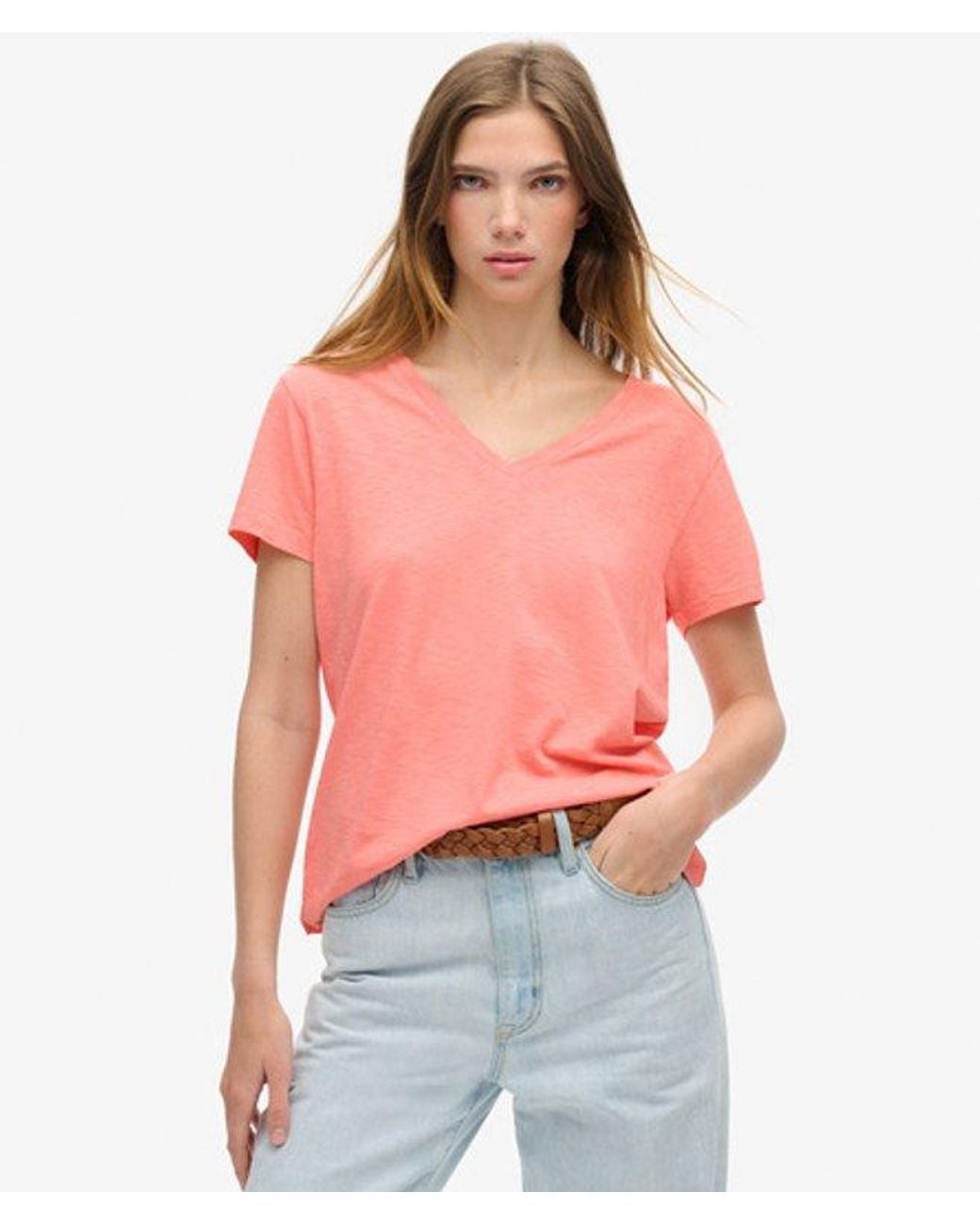 Superdry & Co Embroidered Slub Relaxed Fit V-neck T-shirt