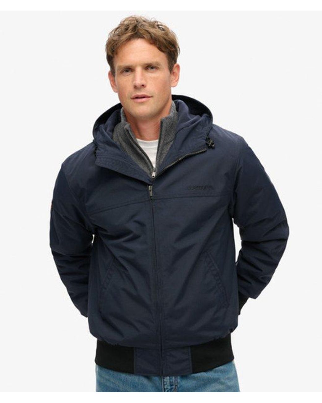 Superdry Blue & Co Surplus Nylon Hooded Bomber Jacket for men