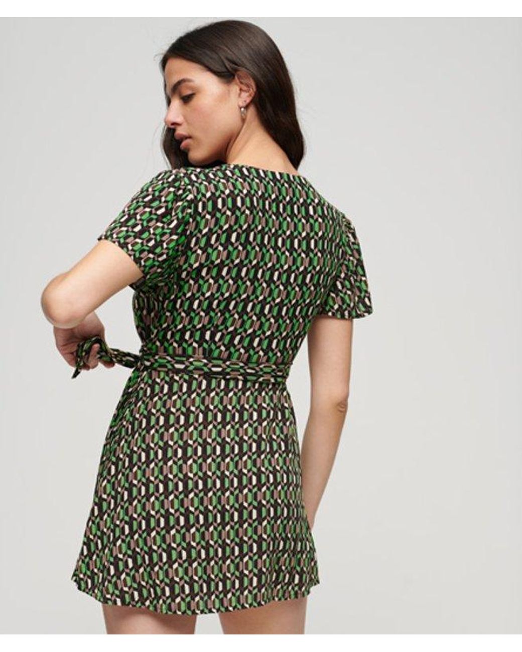 Superdry Green Vintage Mini Wrap Dress