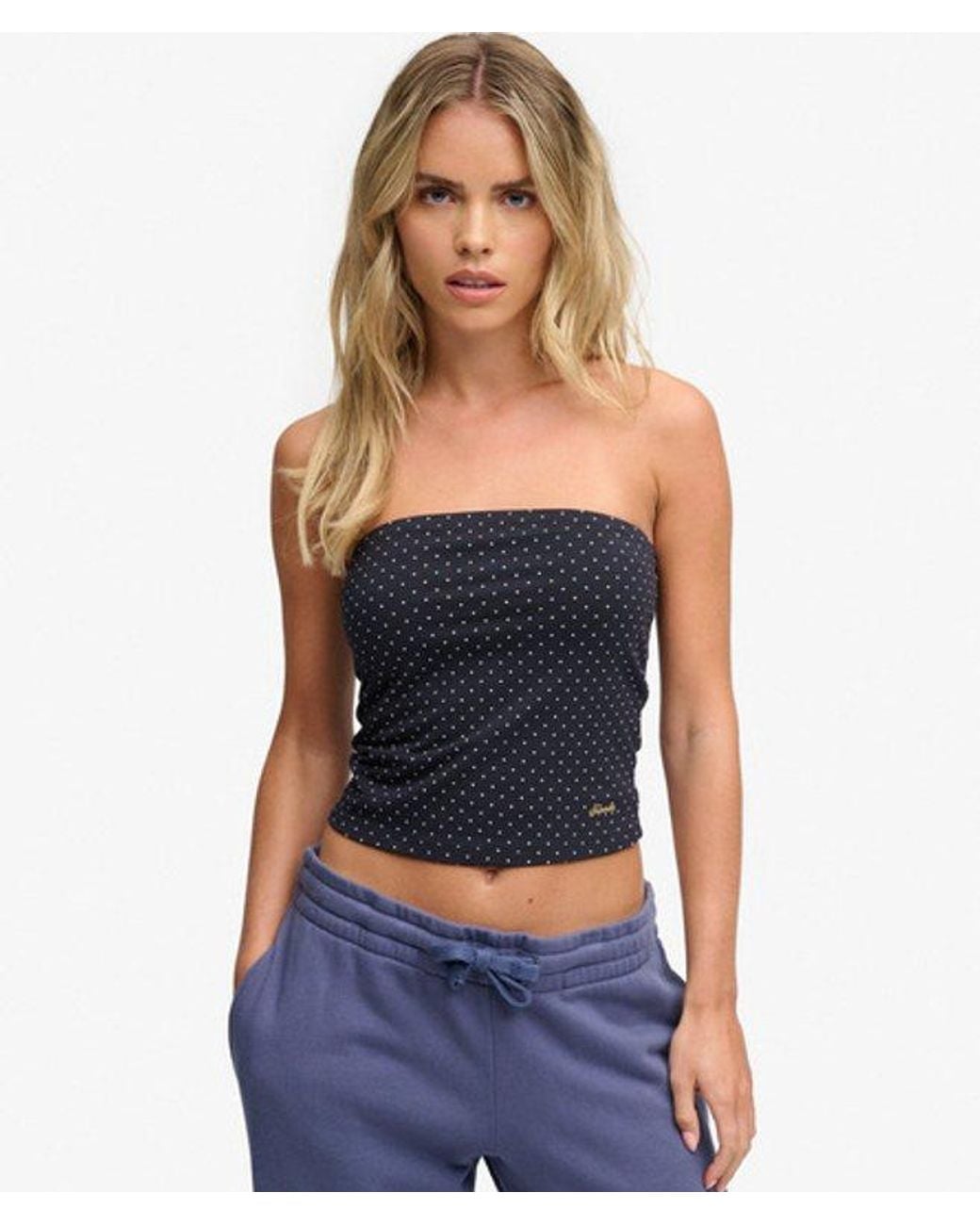 Superdry Blue Athletic Essentials Jersey Bandeau Top