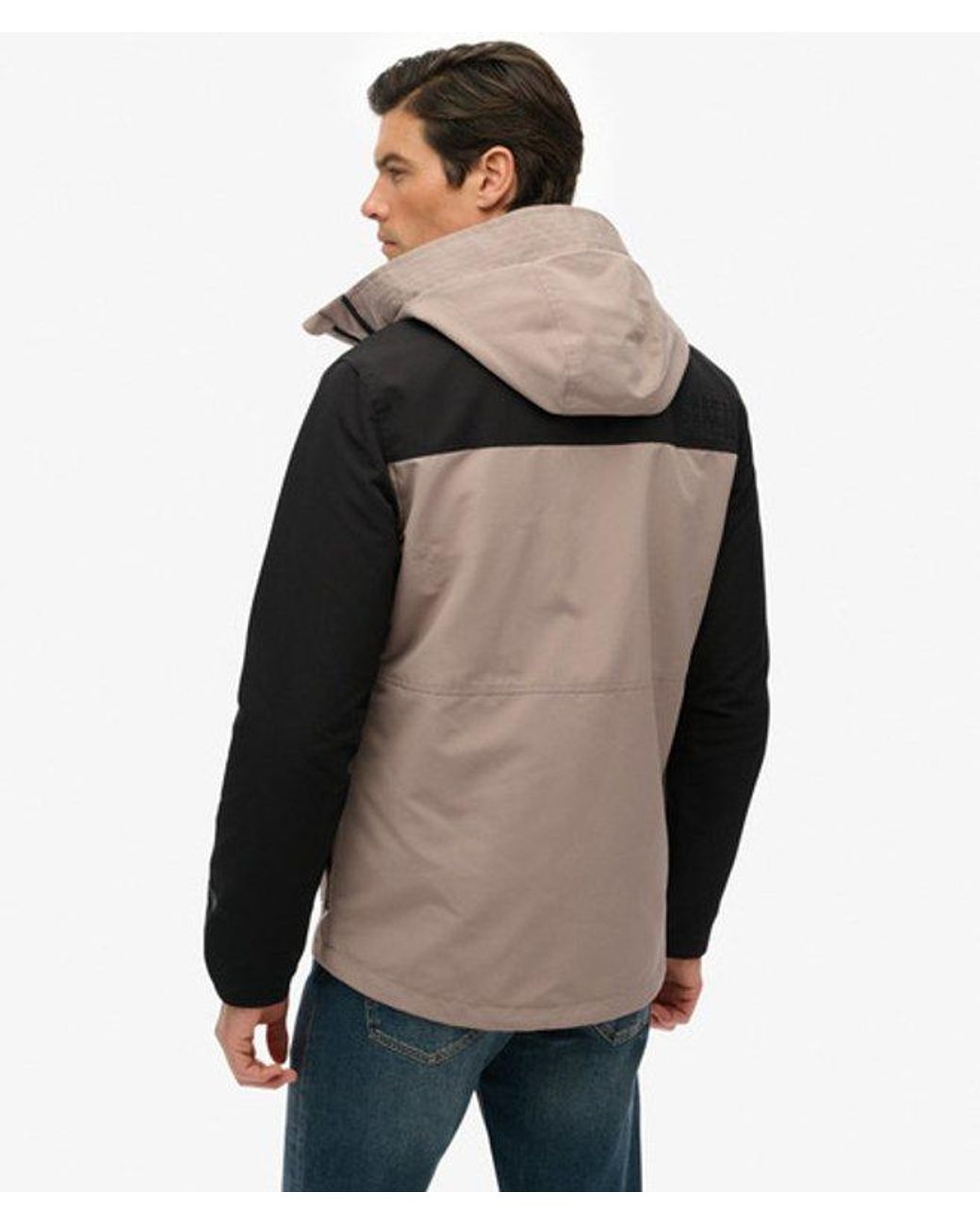Superdry Black Colour Block Windbreaker Jacket for men
