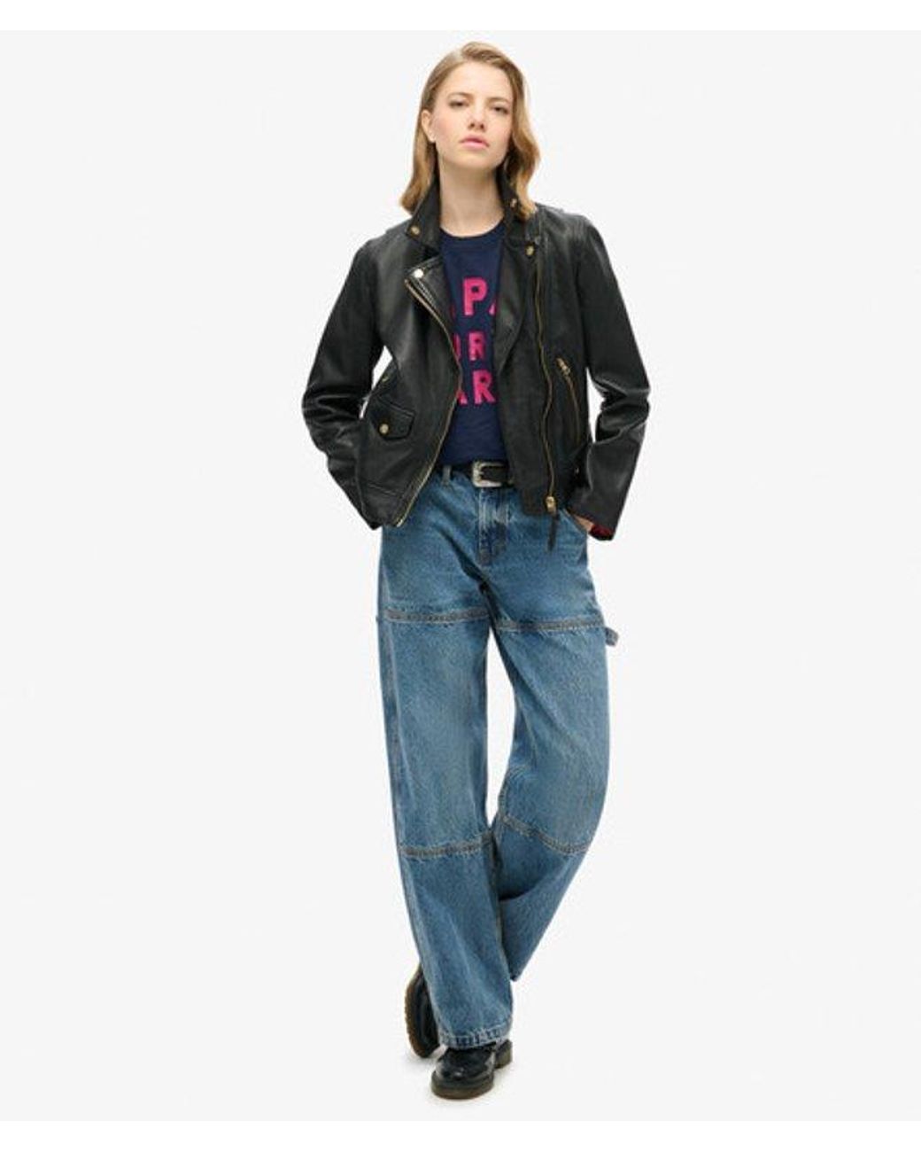 Superdry Blue Glitter Logo Relaxed T-shirt