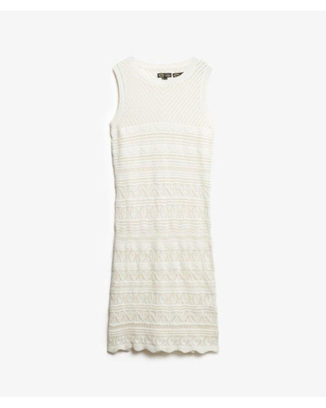 Superdry White Cotton Crochet Mini Dress