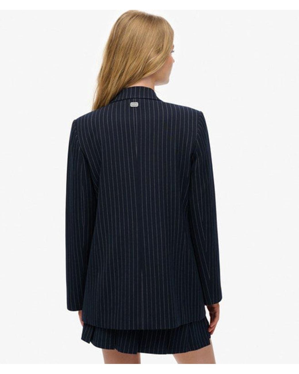Superdry Blue & Co Pinstripe Boyfriend Blazer