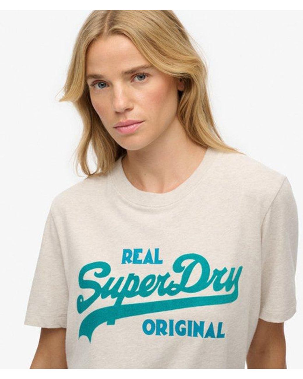 Superdry Blue & Co Classic Organic Cotton Vintage Logo Scripted Coll T-shirt