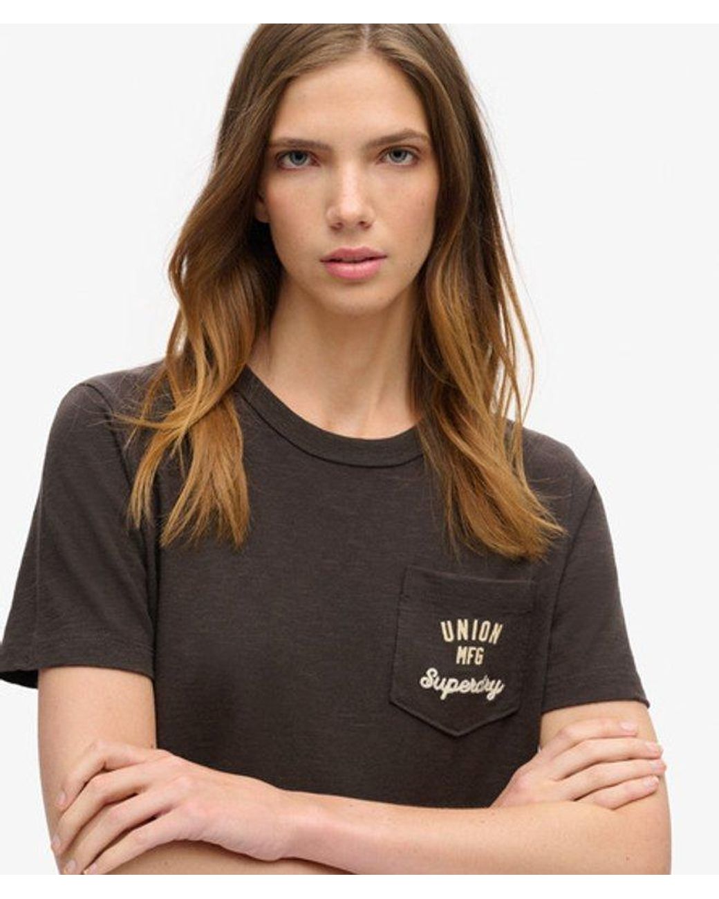 Superdry Black & Co Workwear Embroider Pocket T-shirt