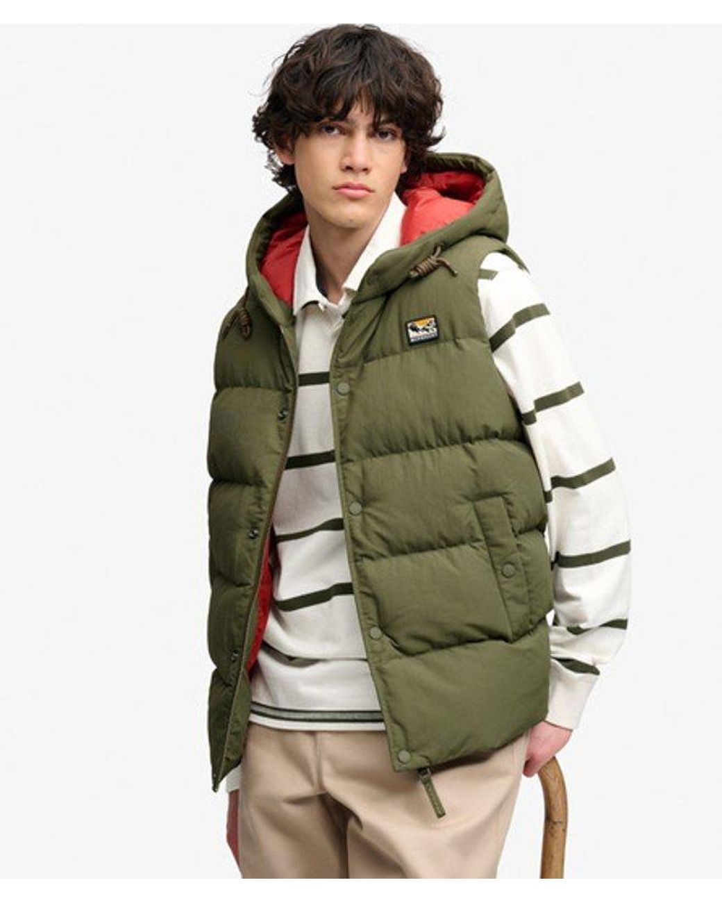 Superdry Green Hood Short Everest Gilet for men