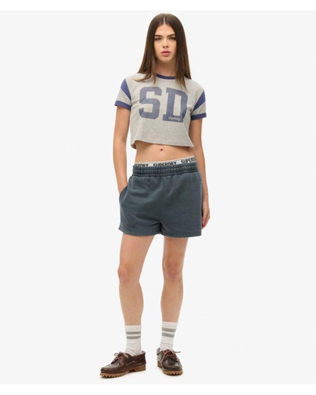 Superdry Gray & Co Loose Fit Embroidered Vintage Wash Sweat Shorts