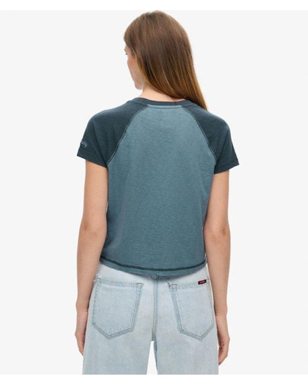 Superdry Blue & Co Athletic Essentials Raglan Fitted T-shirt