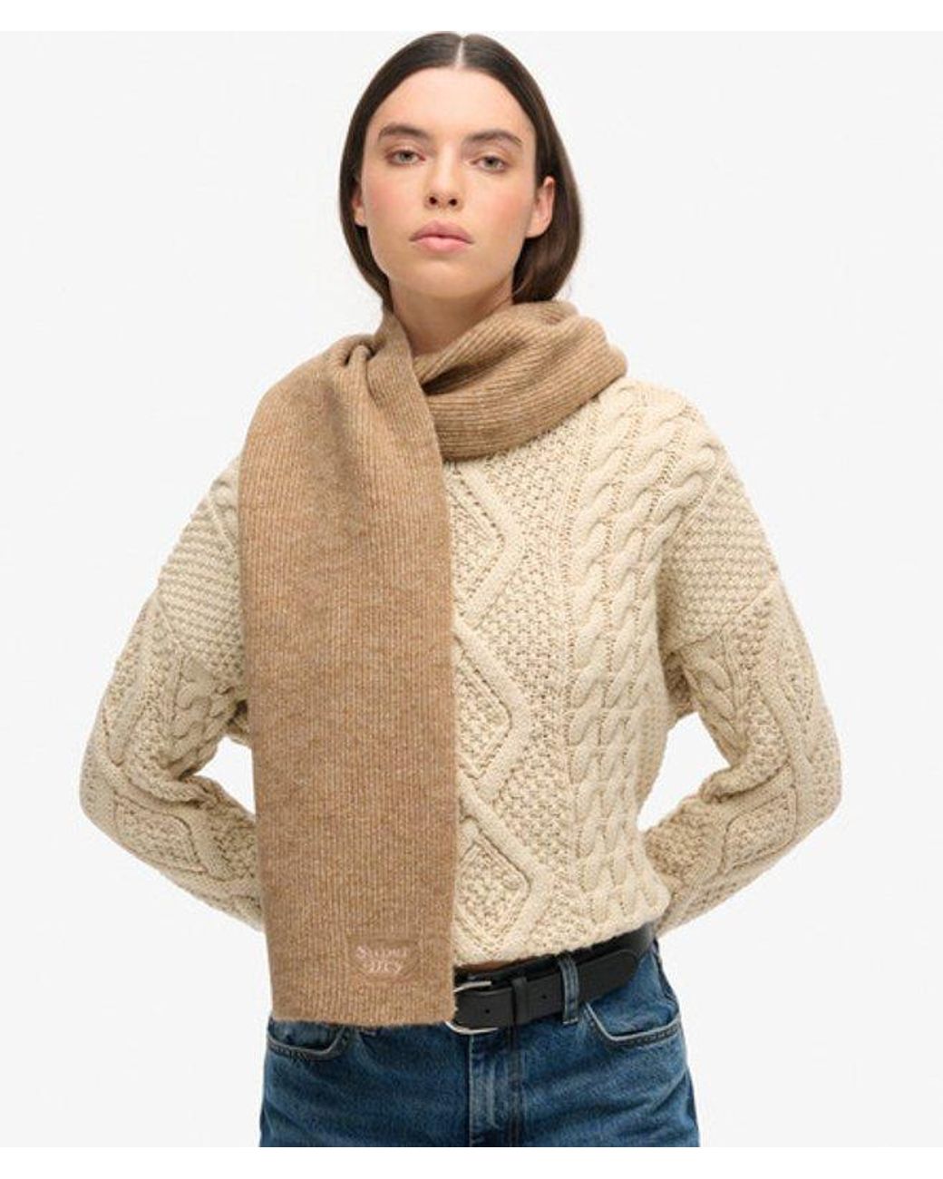 Superdry Natural Soft Rib Knit Scarf