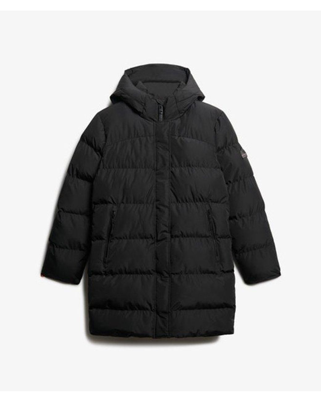 Superdry Black & Co Hooded Sports Puffer Mid Length Jacket