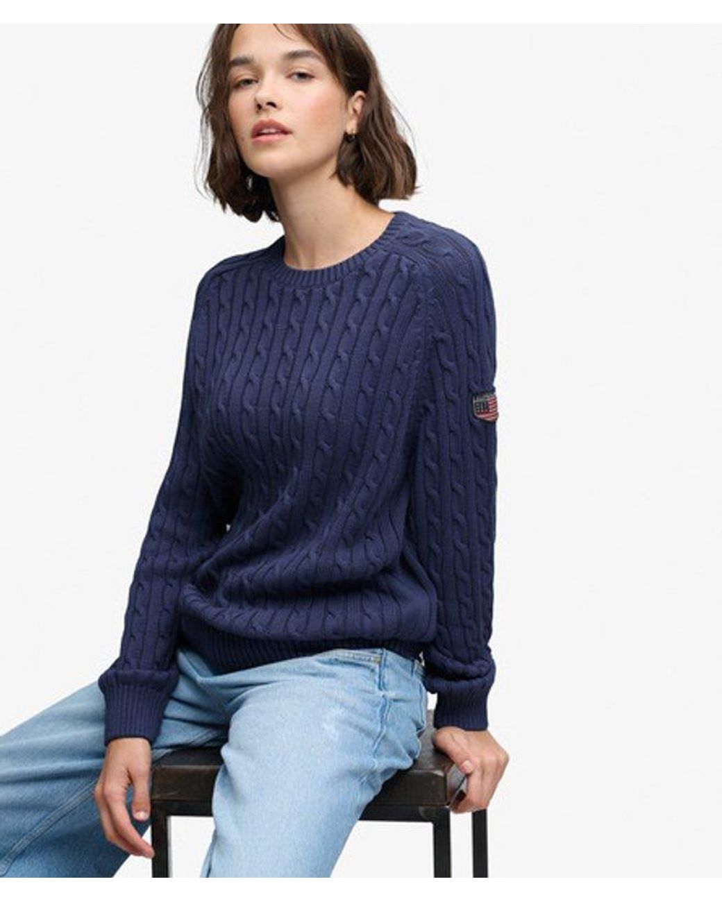 Superdry Blue & Co Slouchy Cable Knit Jumper