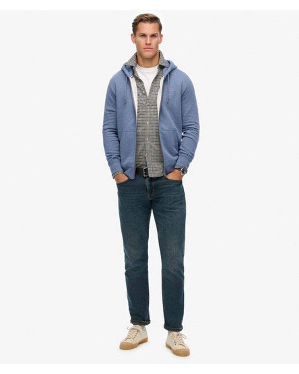 Superdry Blue & Co Essential Logo Half Brushed Zip Hoodie for men