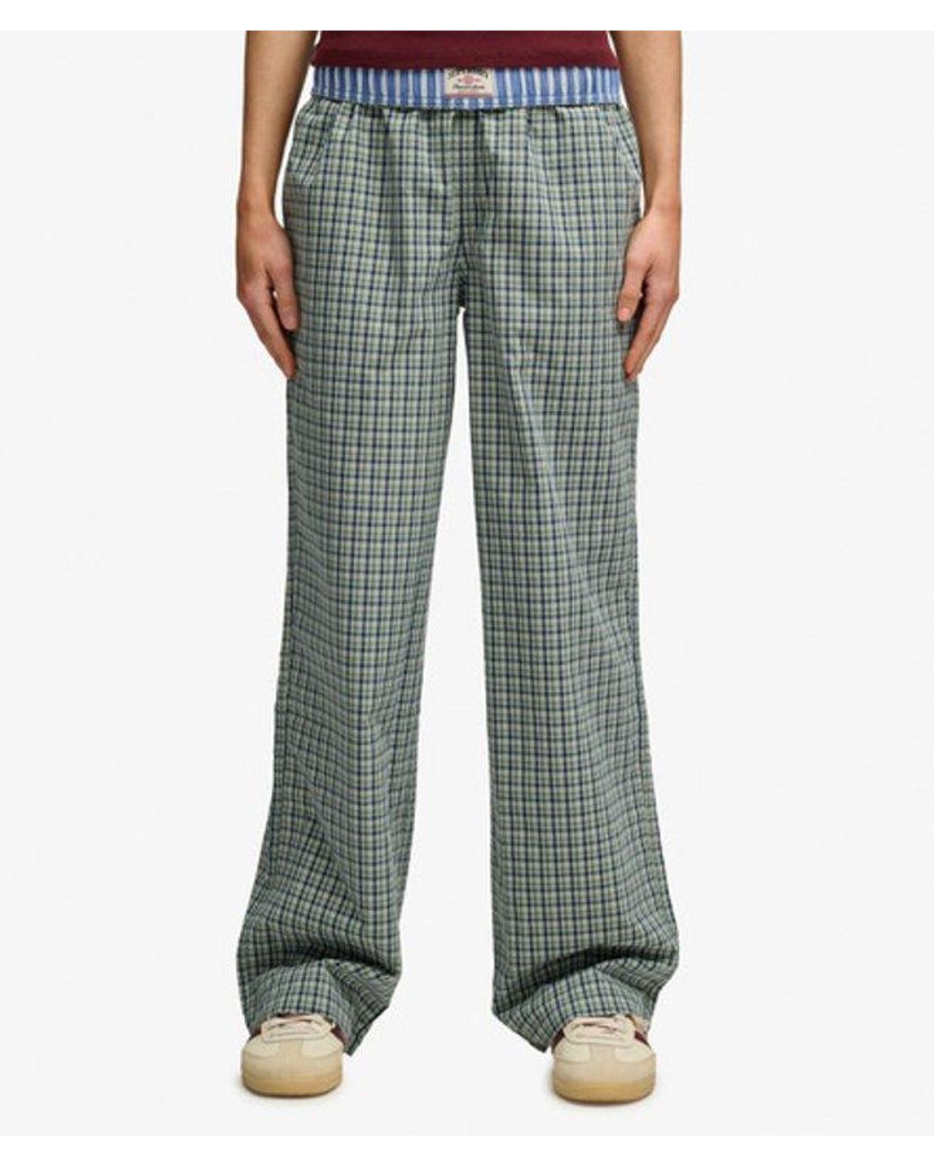Superdry Purple & Co Mini Check Cotton Trousers