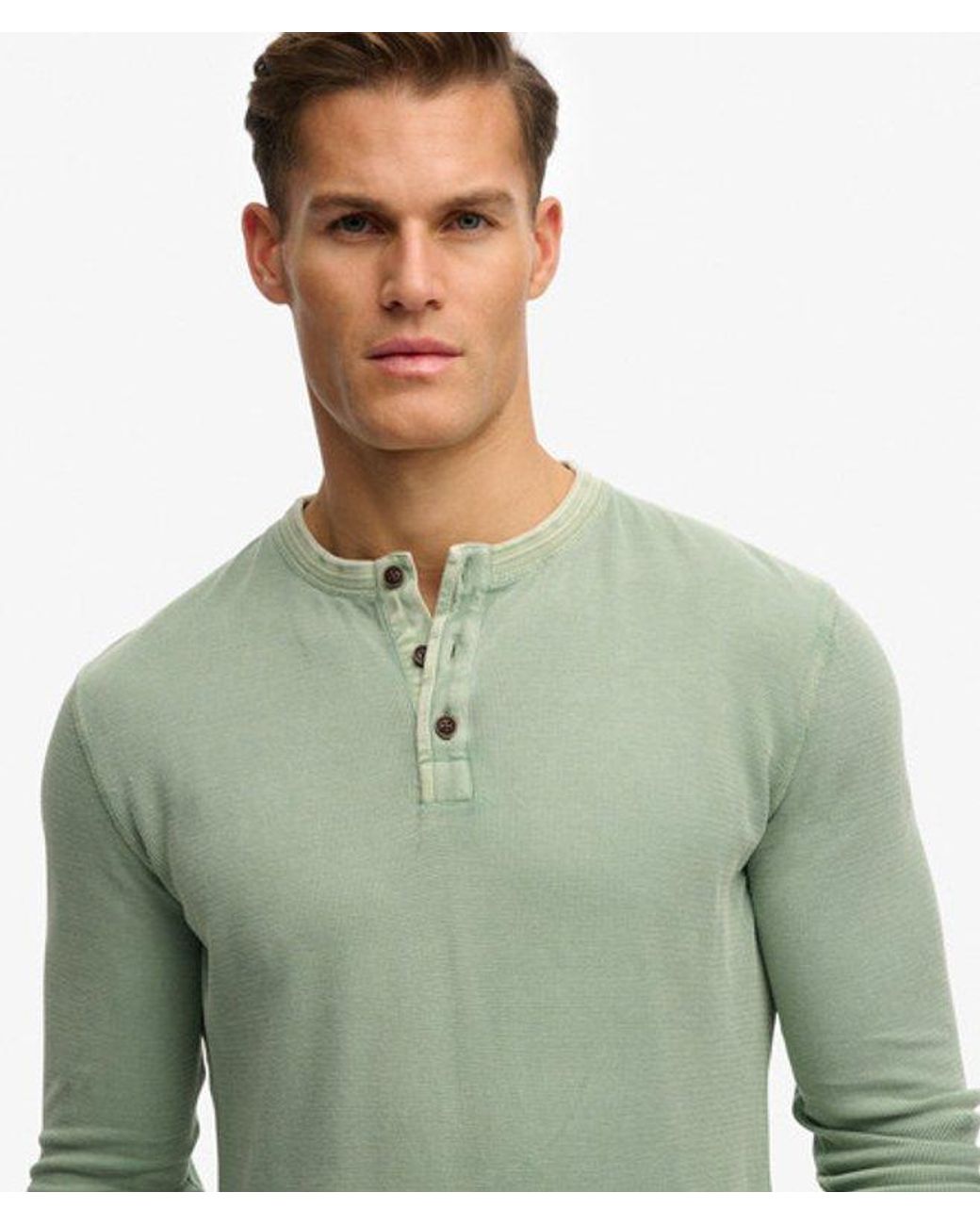 Superdry Green & Co Lightweight Textured Henley Top for men