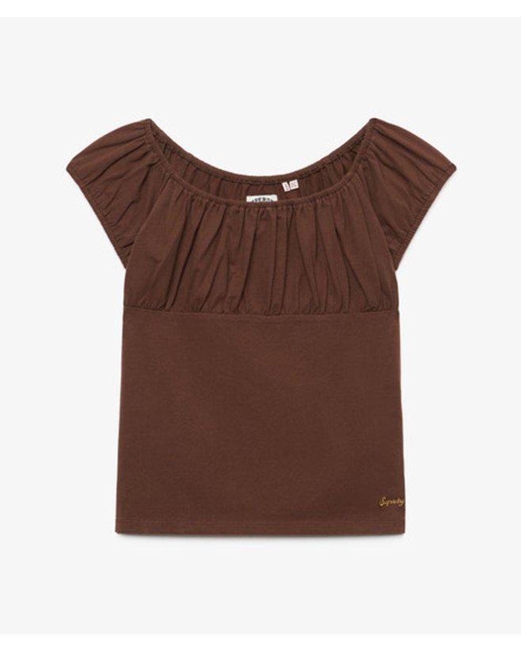Superdry Brown & Co Athletic Essentials Ruched Top