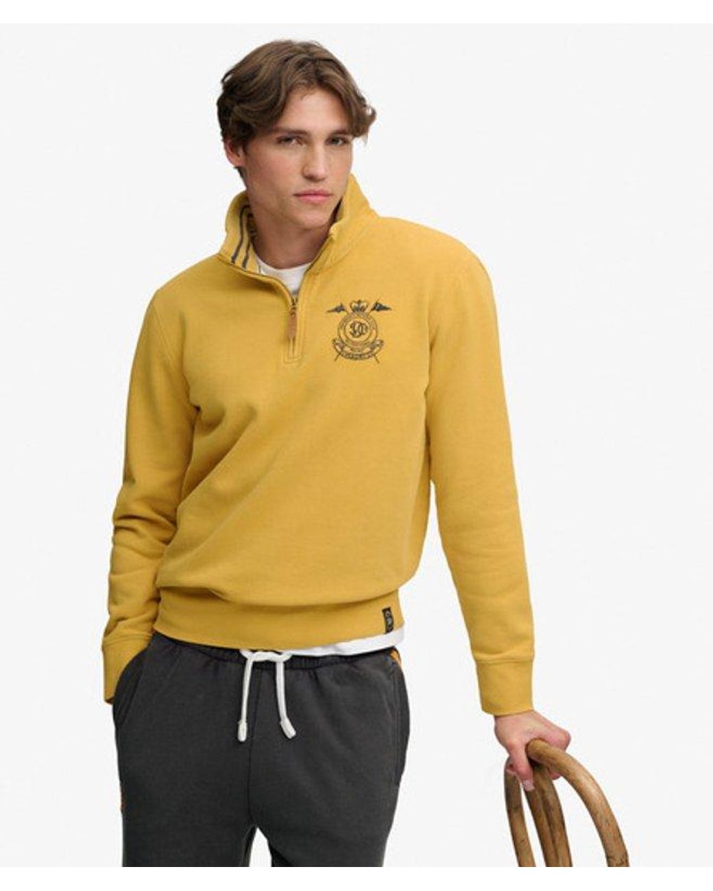 Superdry Yellow & Co Gothic Varsity Half Zip Sweatshirt for men