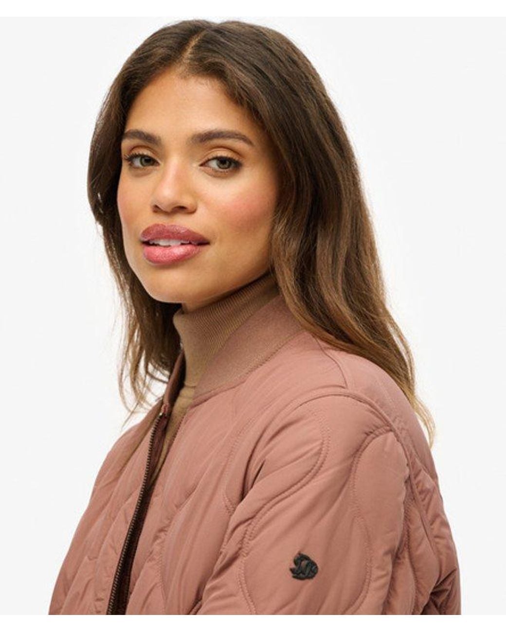 Superdry Brown Longline Quilted Liner Jacket