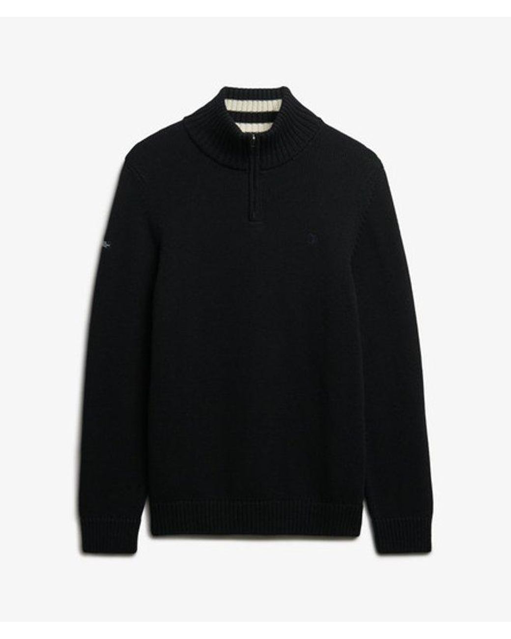 Superdry Black & Co Cotton Half Zip Knit Jumper for men