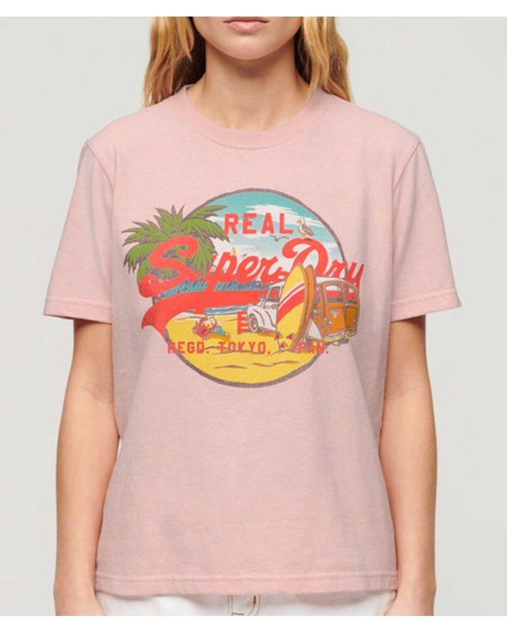 Superdry Pink & Co La Graphic Relaxed Tee
