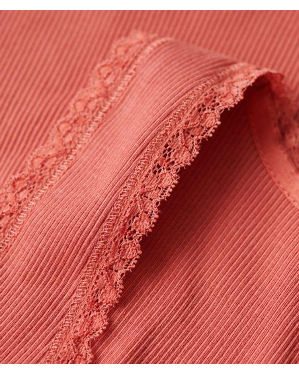 Superdry Red & Co Athletic Essentials Vintage Lace Trim Vest Top