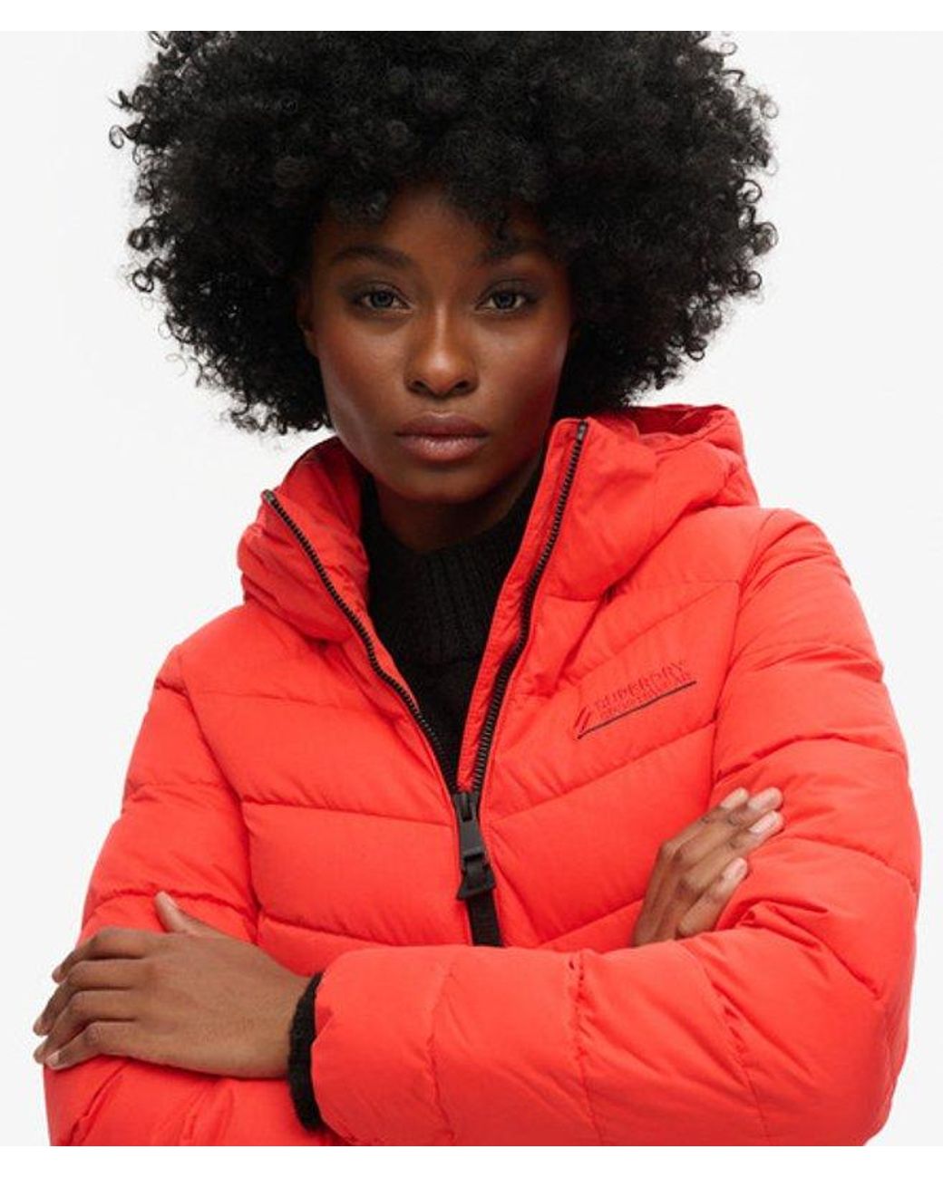 Superdry Red & Co Hooded Microfibre Padded Jacket