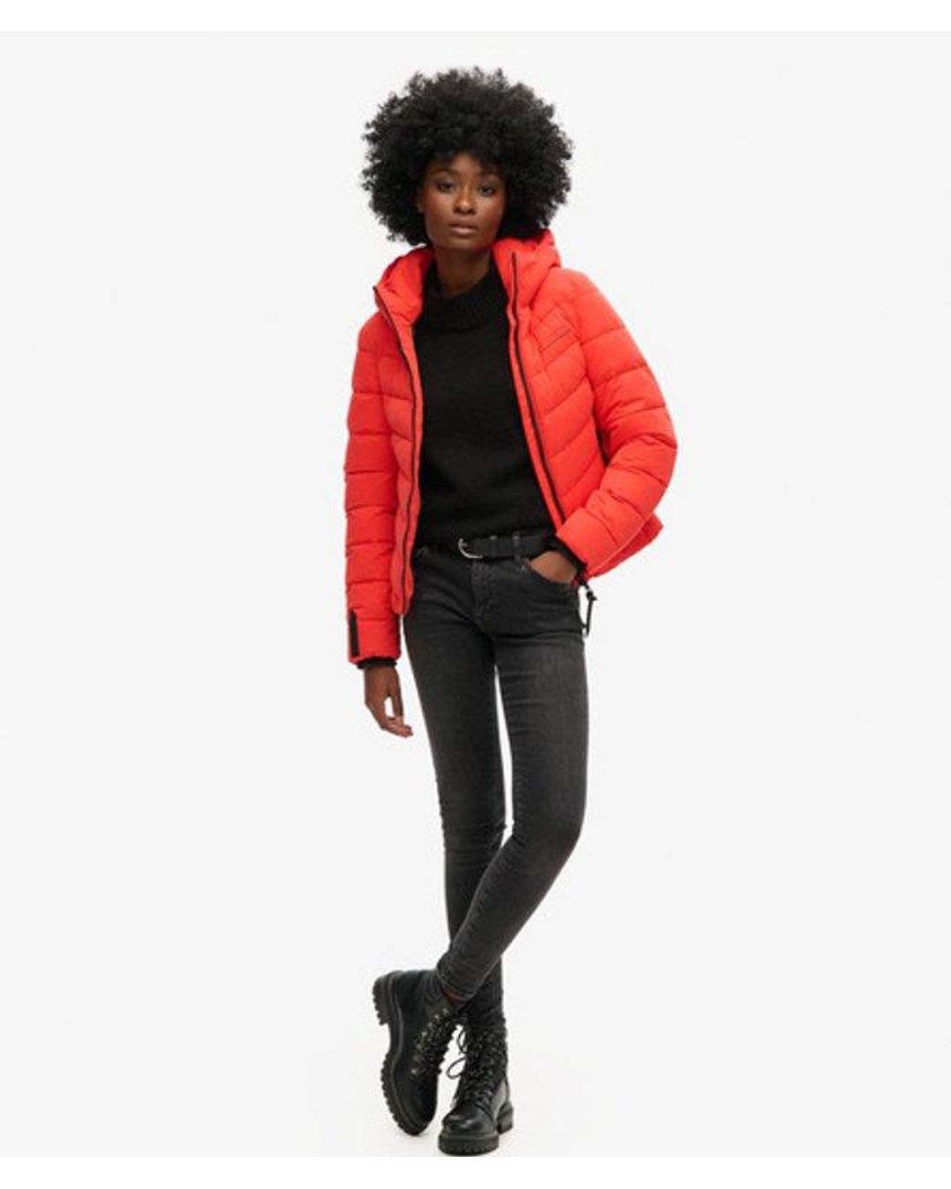 Superdry Red & Co Hooded Microfibre Padded Jacket